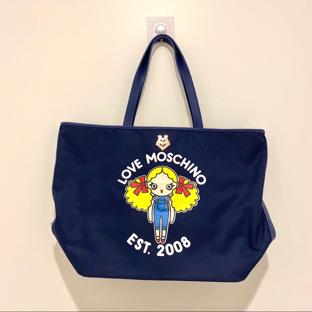 Love moschino blue double side large tote bag
